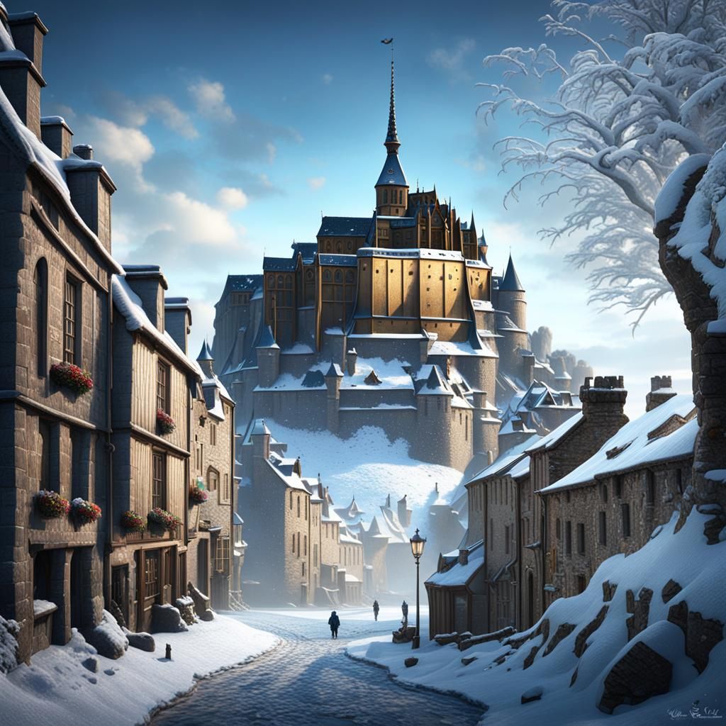 Mont saint-michel sous la neige