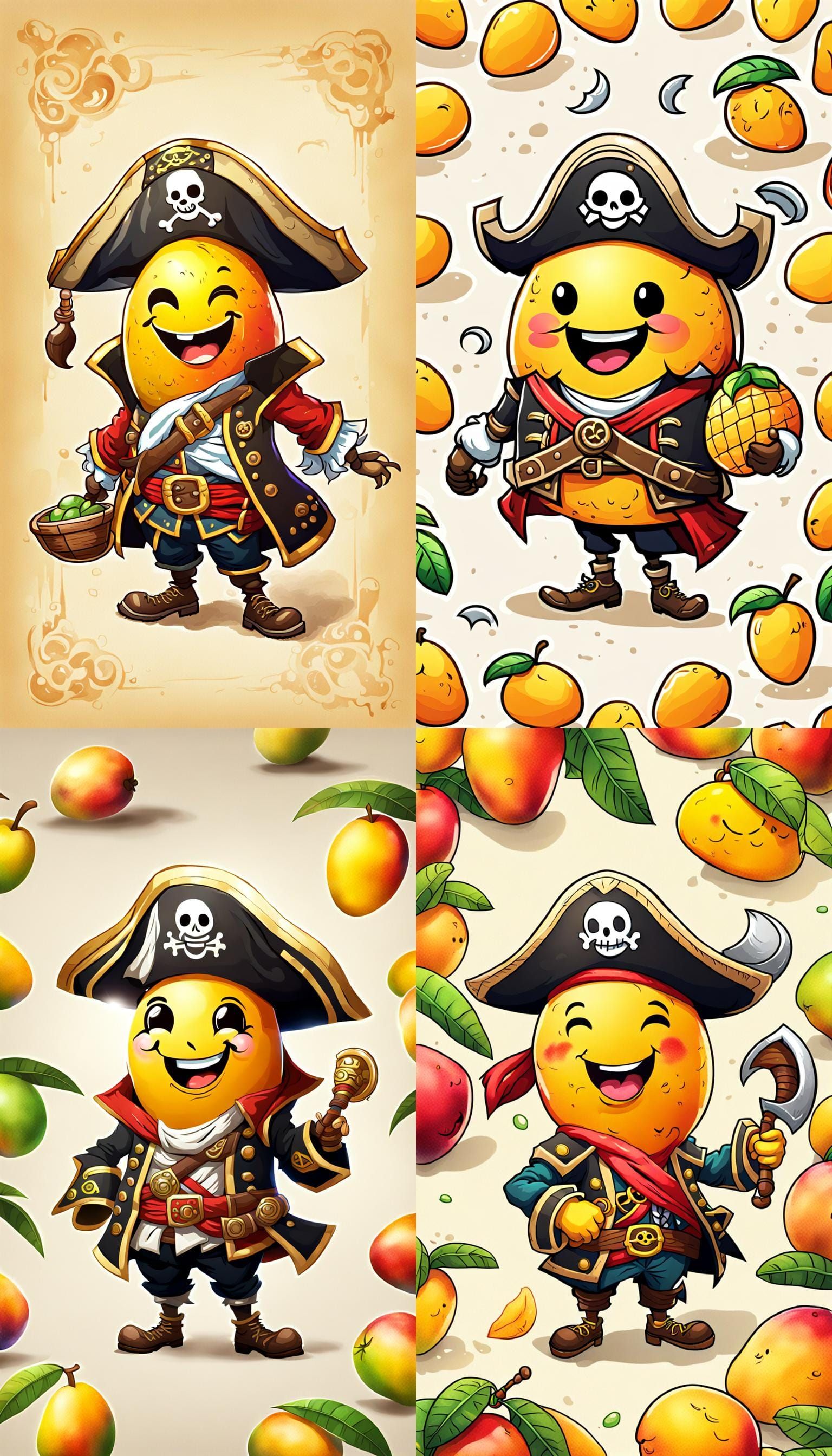 Mango Pirate with Smiley Face, Hyperdetailed
