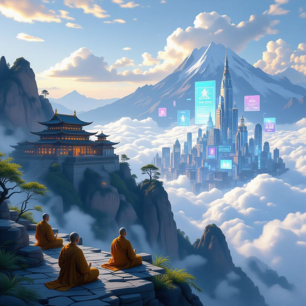 Monastery Meets Metropolis: A Matte Painting of Time