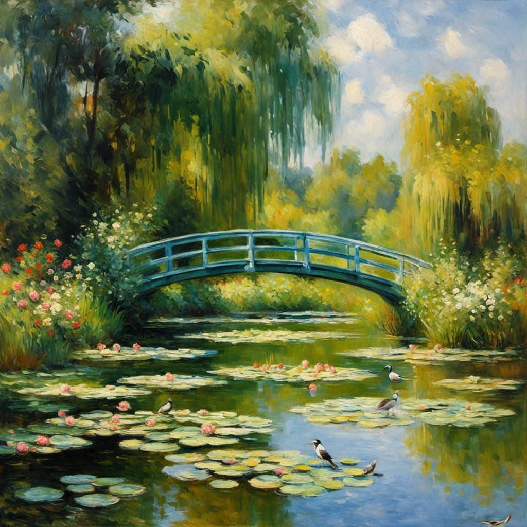 Water Lilies Under The Bridge