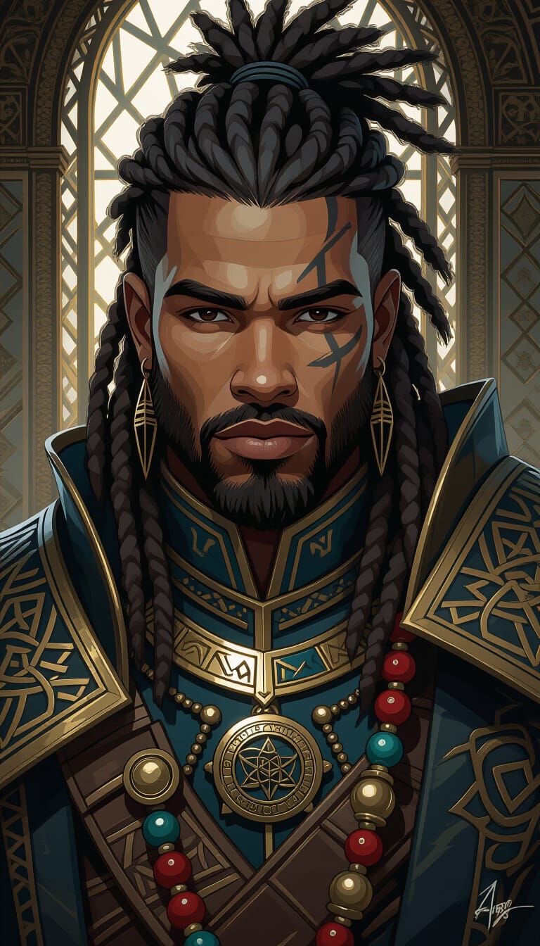 African Man with Stubble and Dreadlocks, Dynamic Lighting