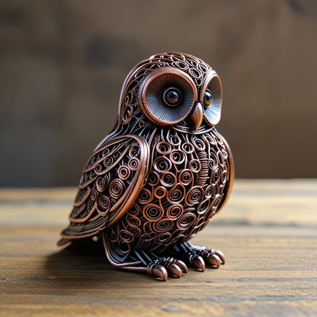 Copper Wire Sculpture of a Wise Old Man