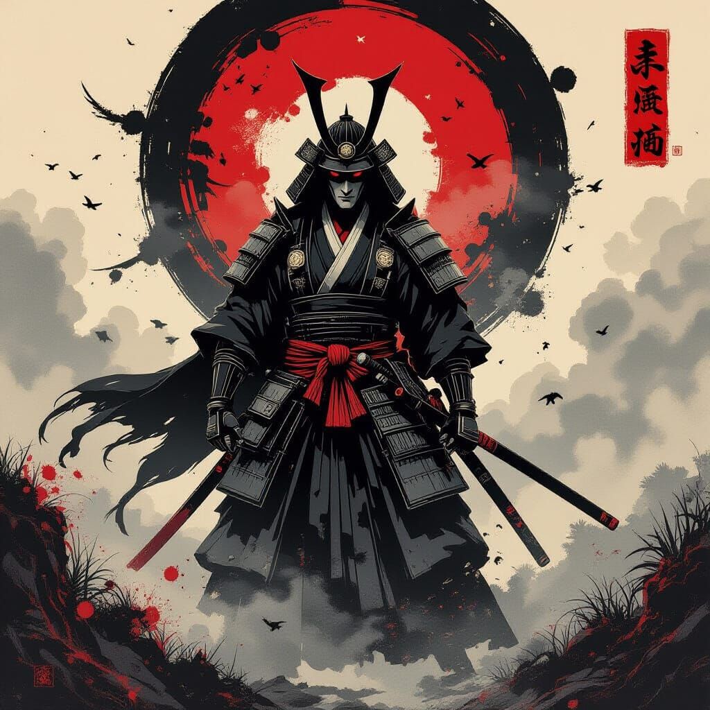 Dark Overlord of Ruin: Feudal Japanese Brush Art