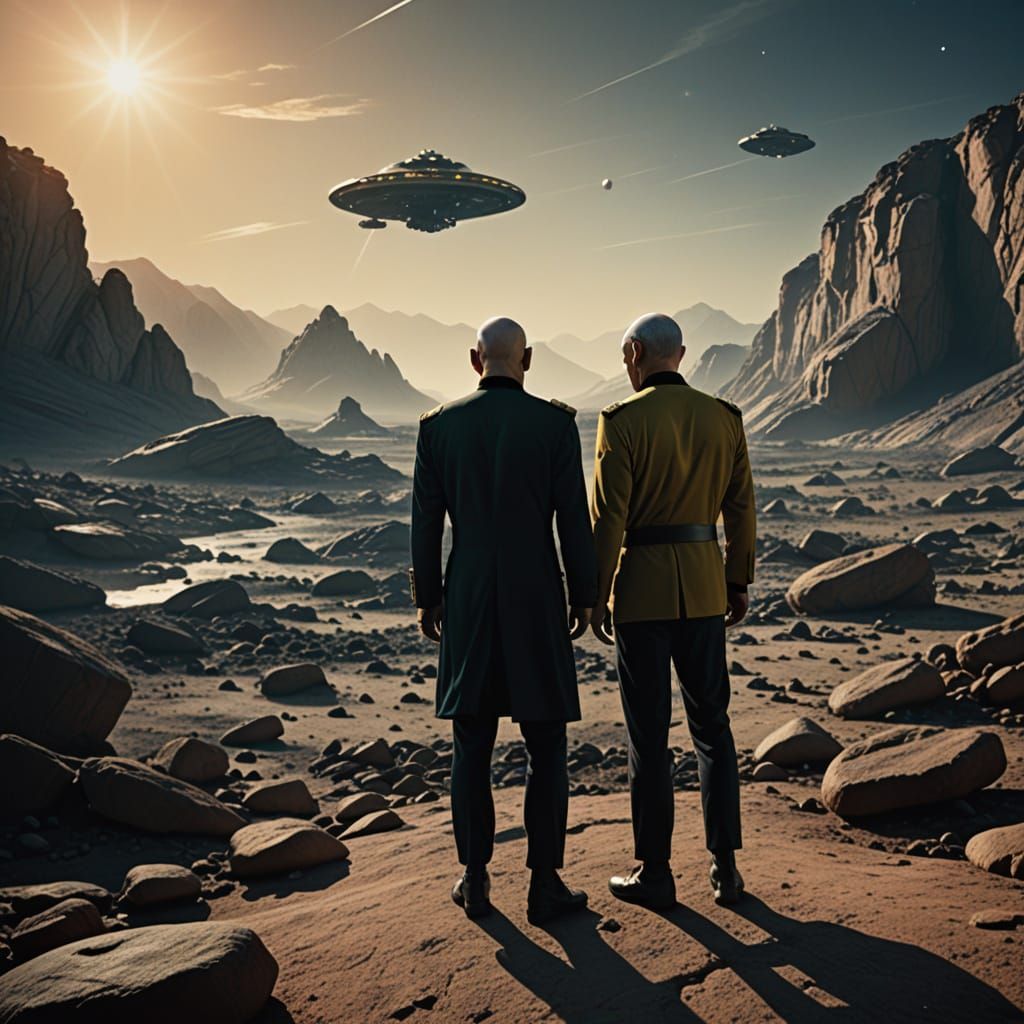 Star Trek Heroes on a Rocky Planet in Golden Hour