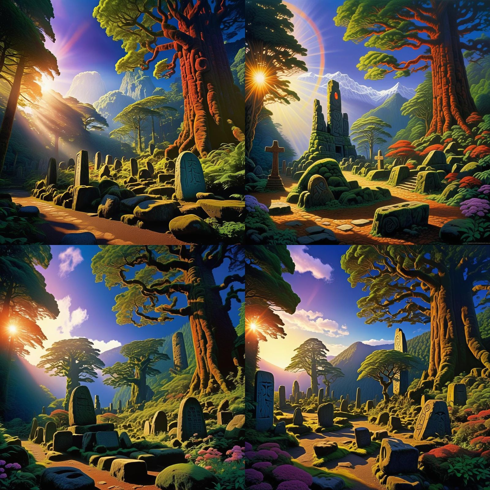 Lush Rainforest Landscape in Dark Fantasy Anime Style