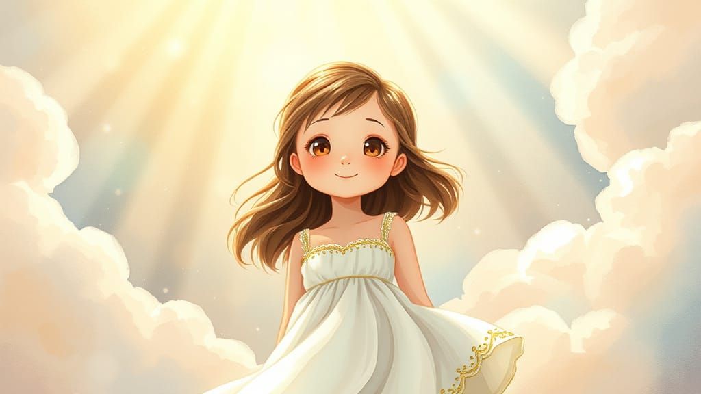 Dreamy Girl in Whimsical Clouds, Inspired by Miyazaki's Wate...