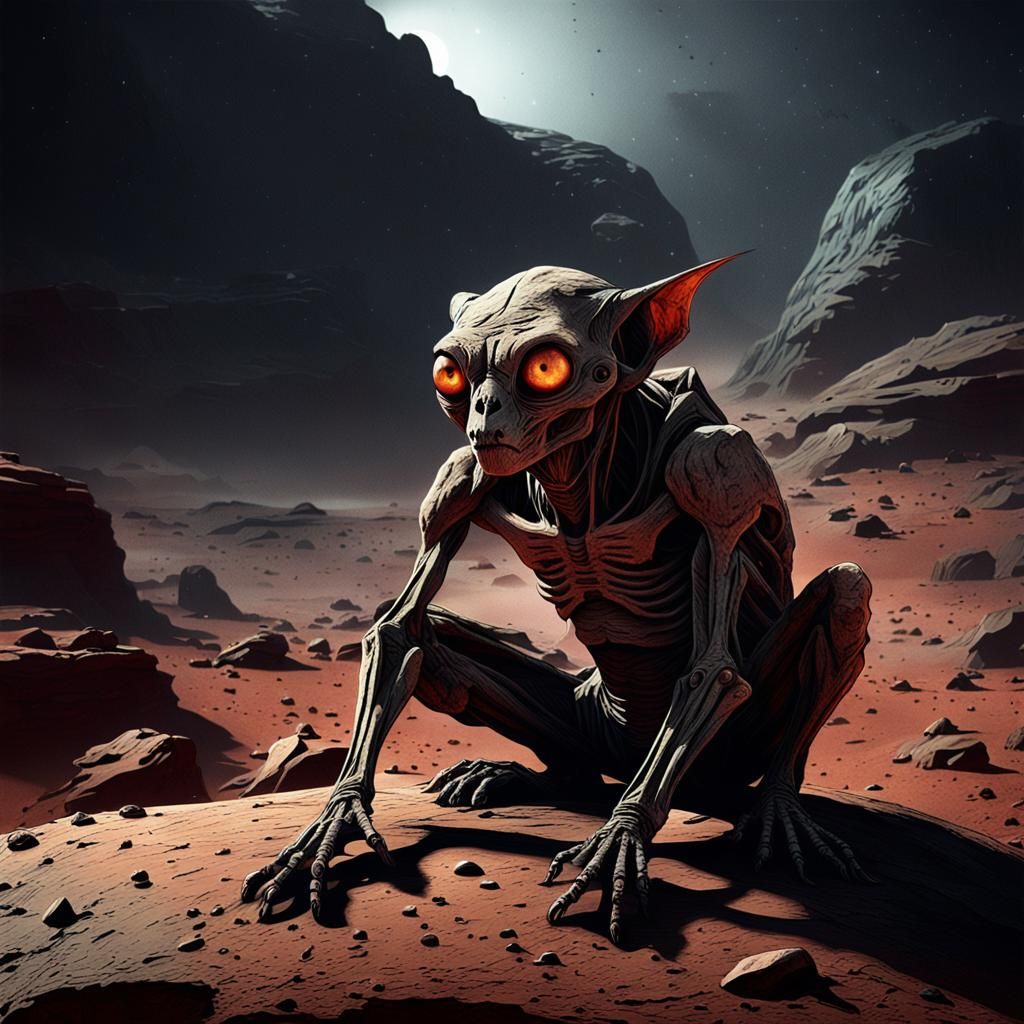 Melancholic Alien Creature on Mars in Unreal Engine