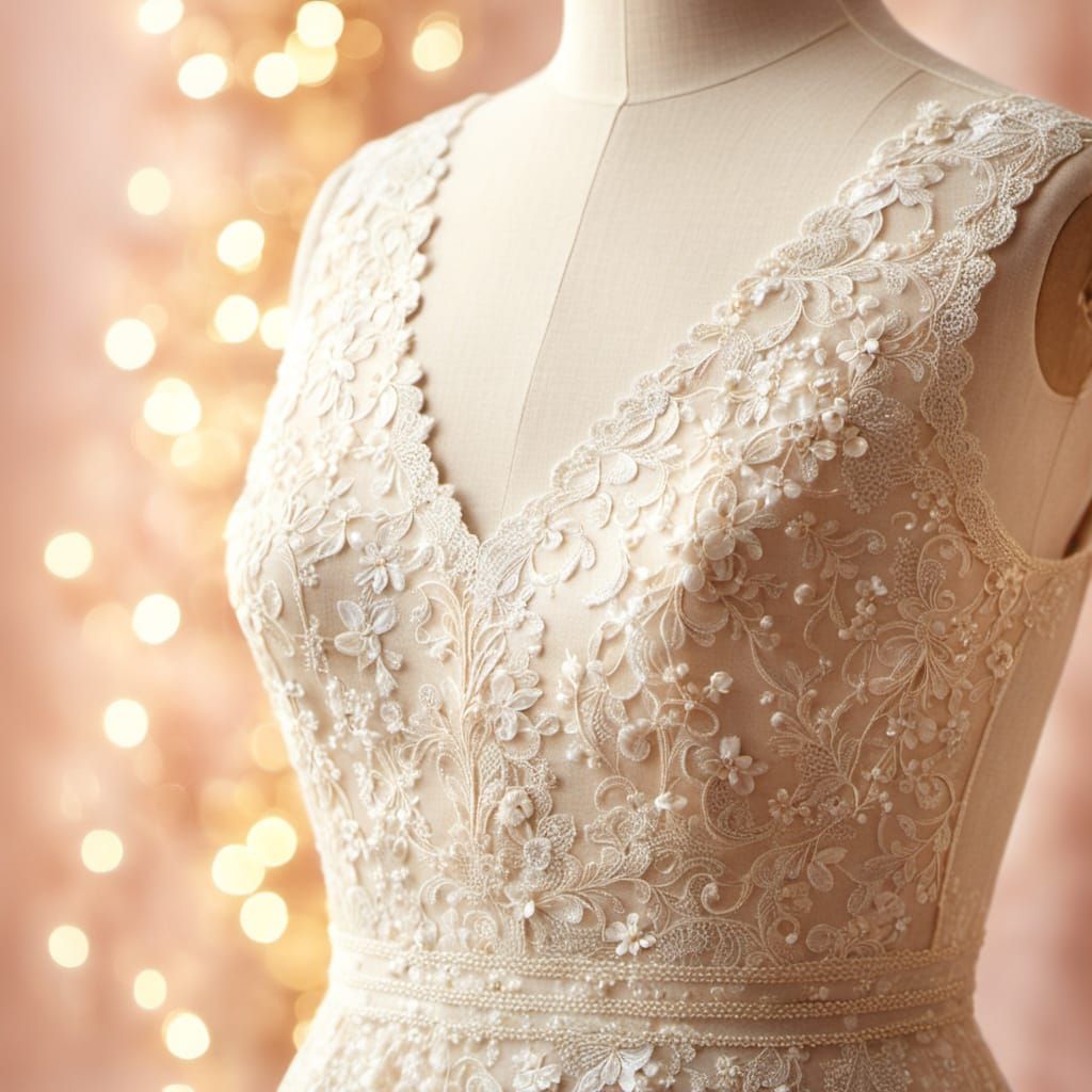 Sparkling Floral Dress on Mannequin: Vintage Style