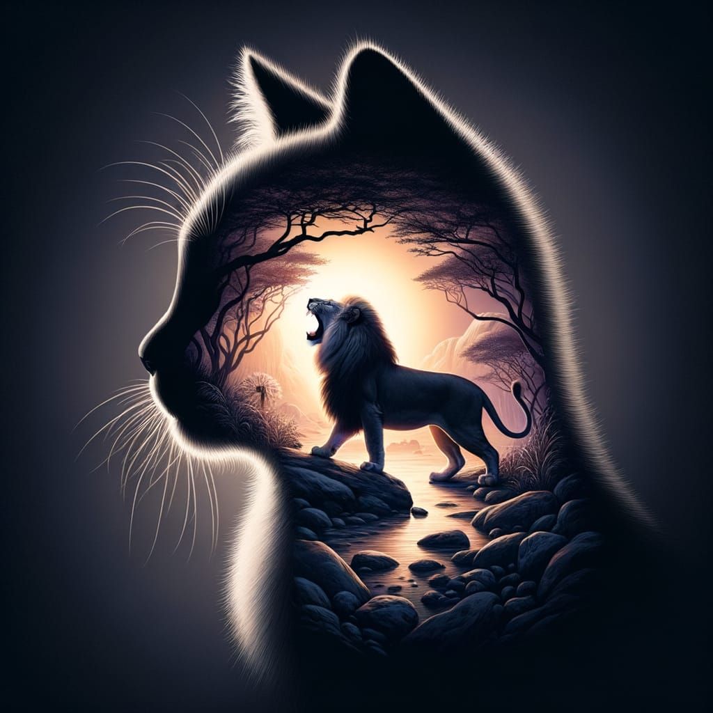 Lion's Roar Within Kitten Silhouette