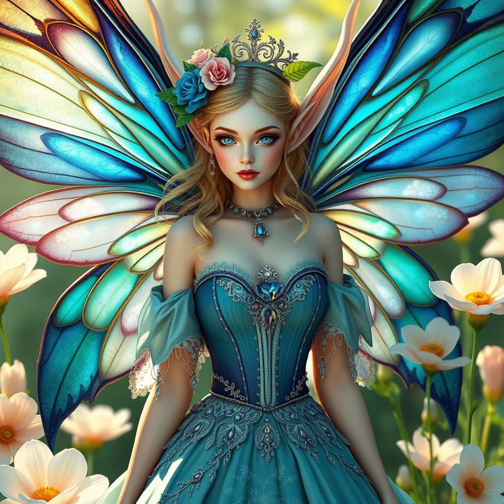 Fairy Goddess with Flowers and Gemstones, Astral Illustratio...