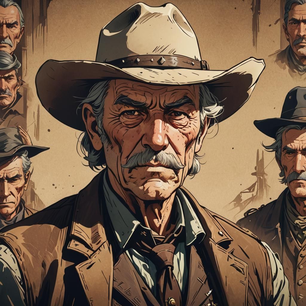 Old West Sheriff Portrait in Anime Style
