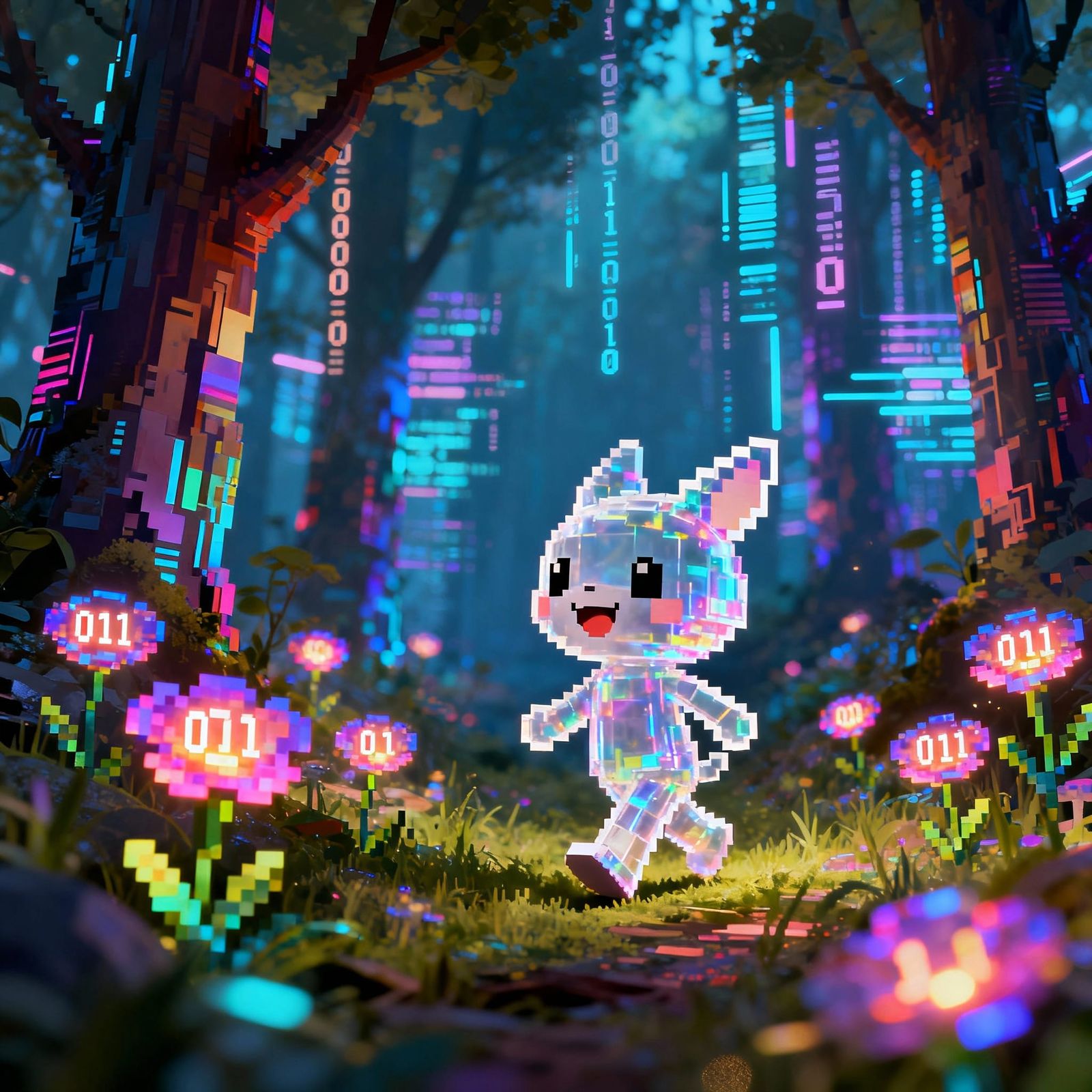 Magical Glitchling in Prismatic Forest