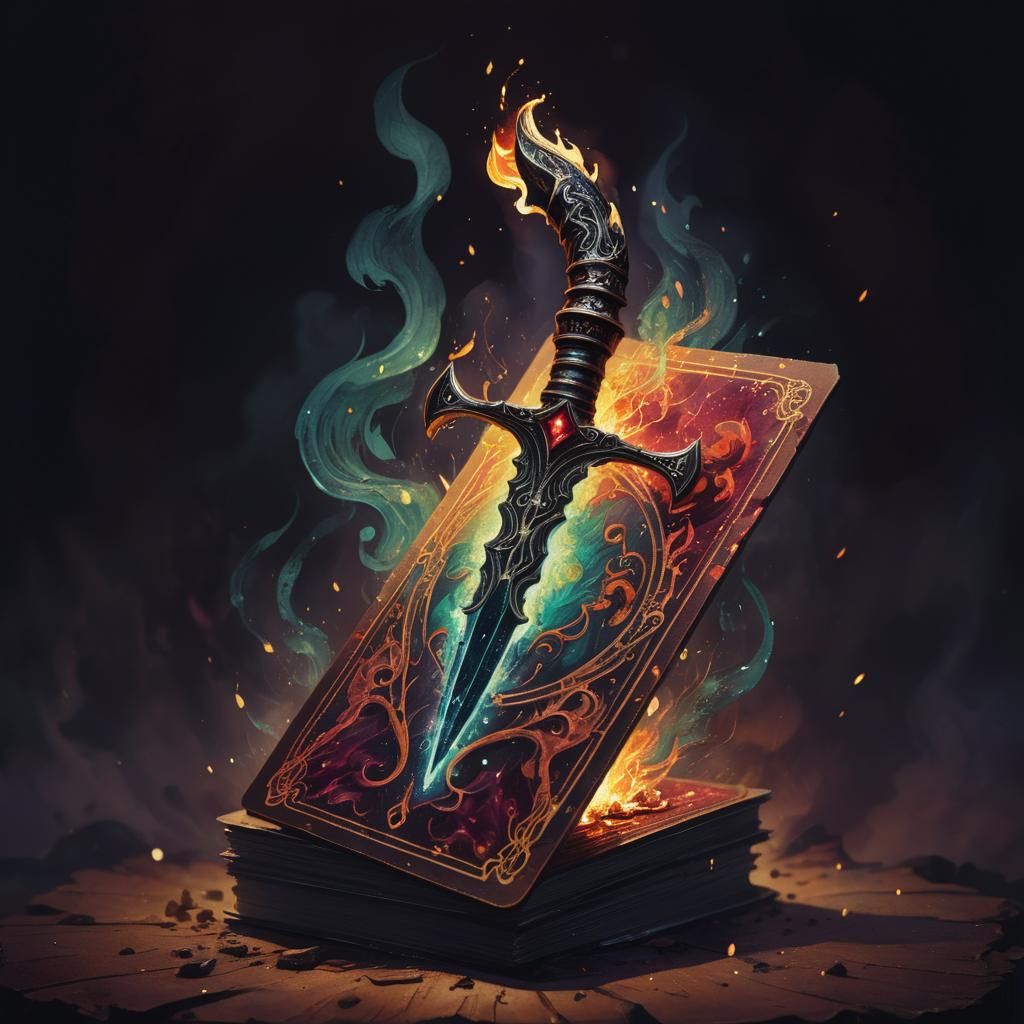 Intricate Kris Dagger in Alcohol Ink Impasto Style