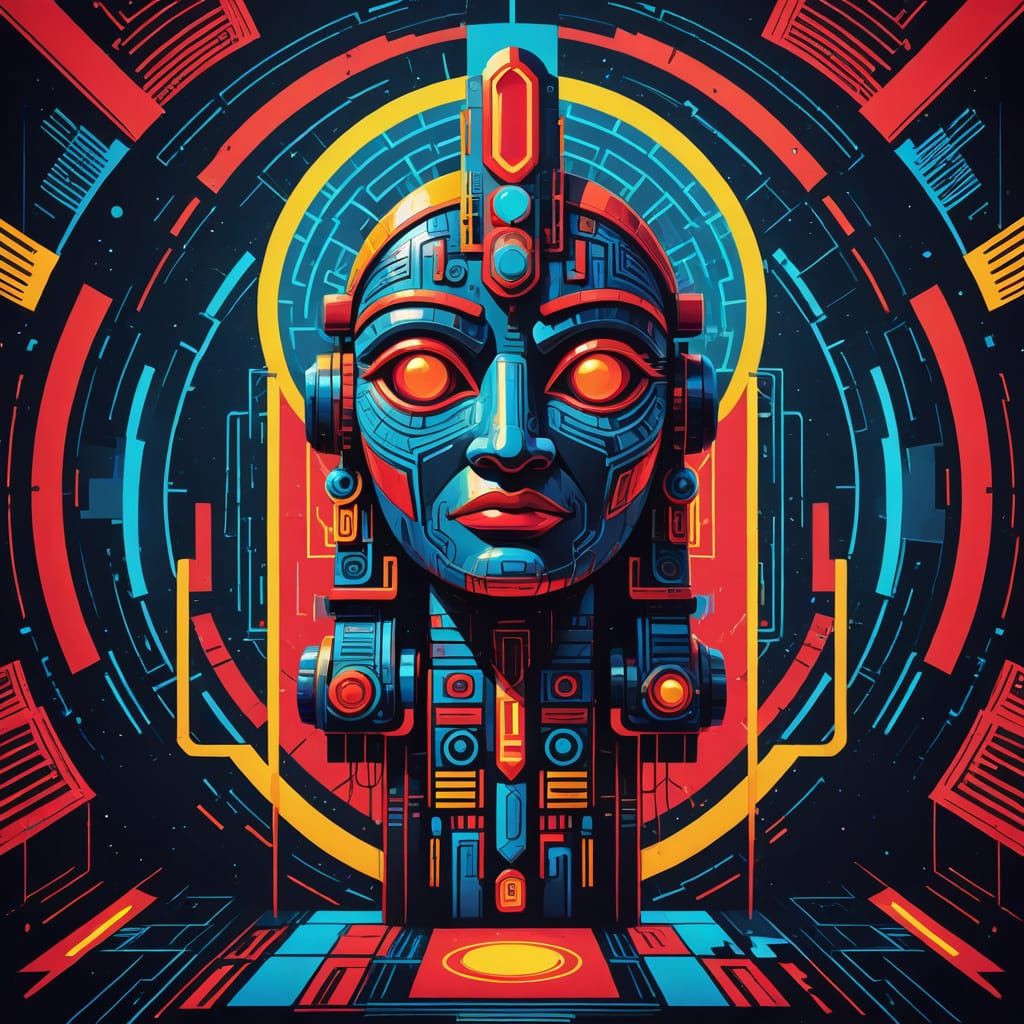 Surreal Totem Pole Radiates Energy in Triadic Colors