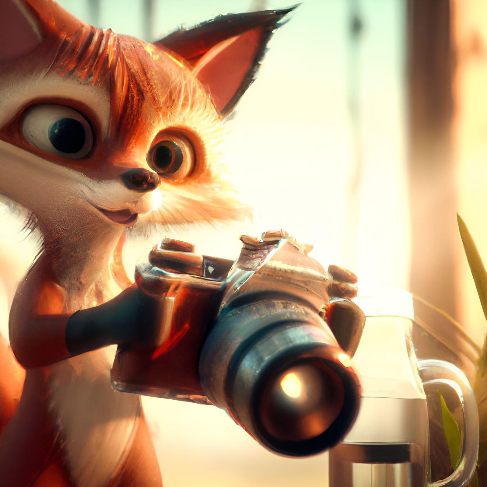 Adorable Fox Photographer in 3D Render