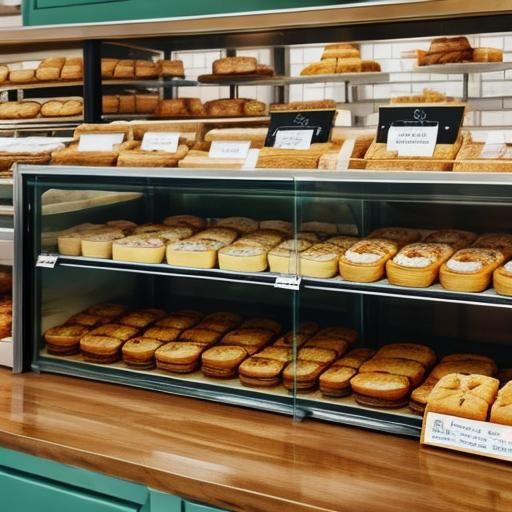 Bakery Display Counter with Assorted Pastries
