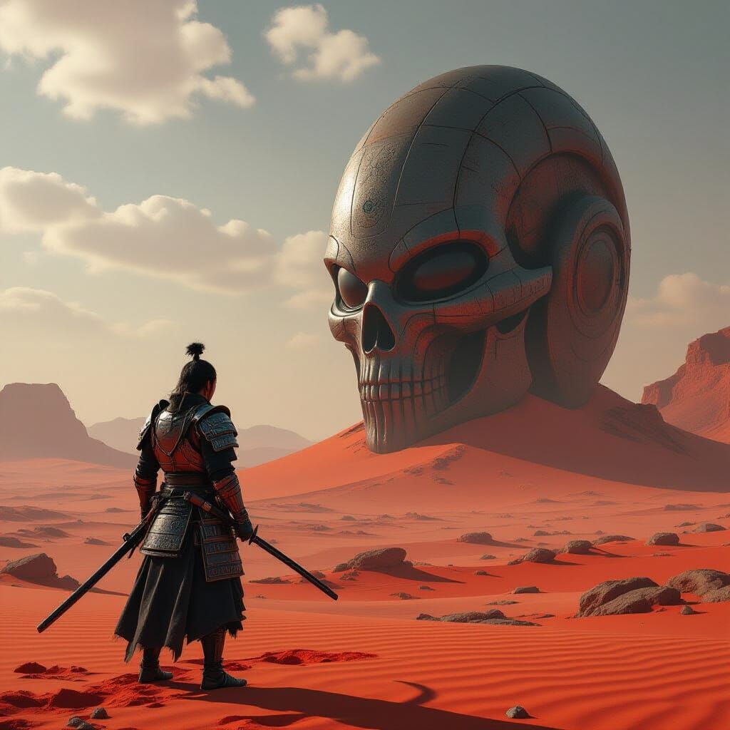Samurai on Alien Planet with Ancient Artifact