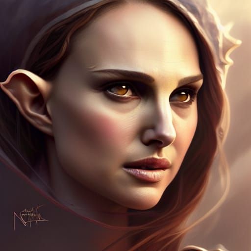 Elven Woman Portrait in Hyperdetailed Style