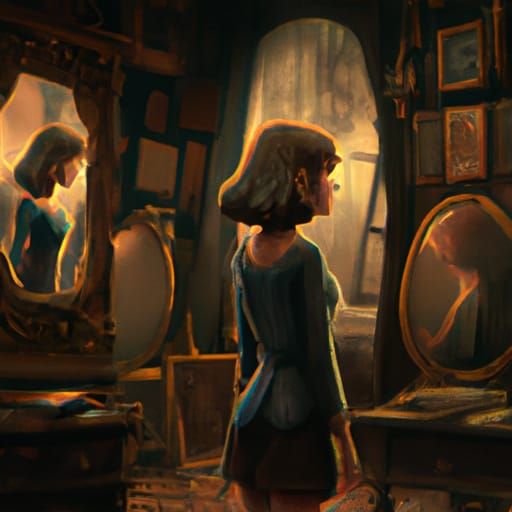 Girl and Mirror: Dramatic Digital Matte Painting