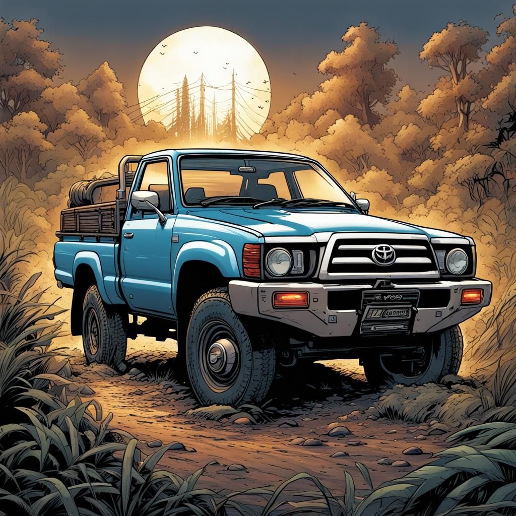 Toyota Hilux in Comic Book Art Style