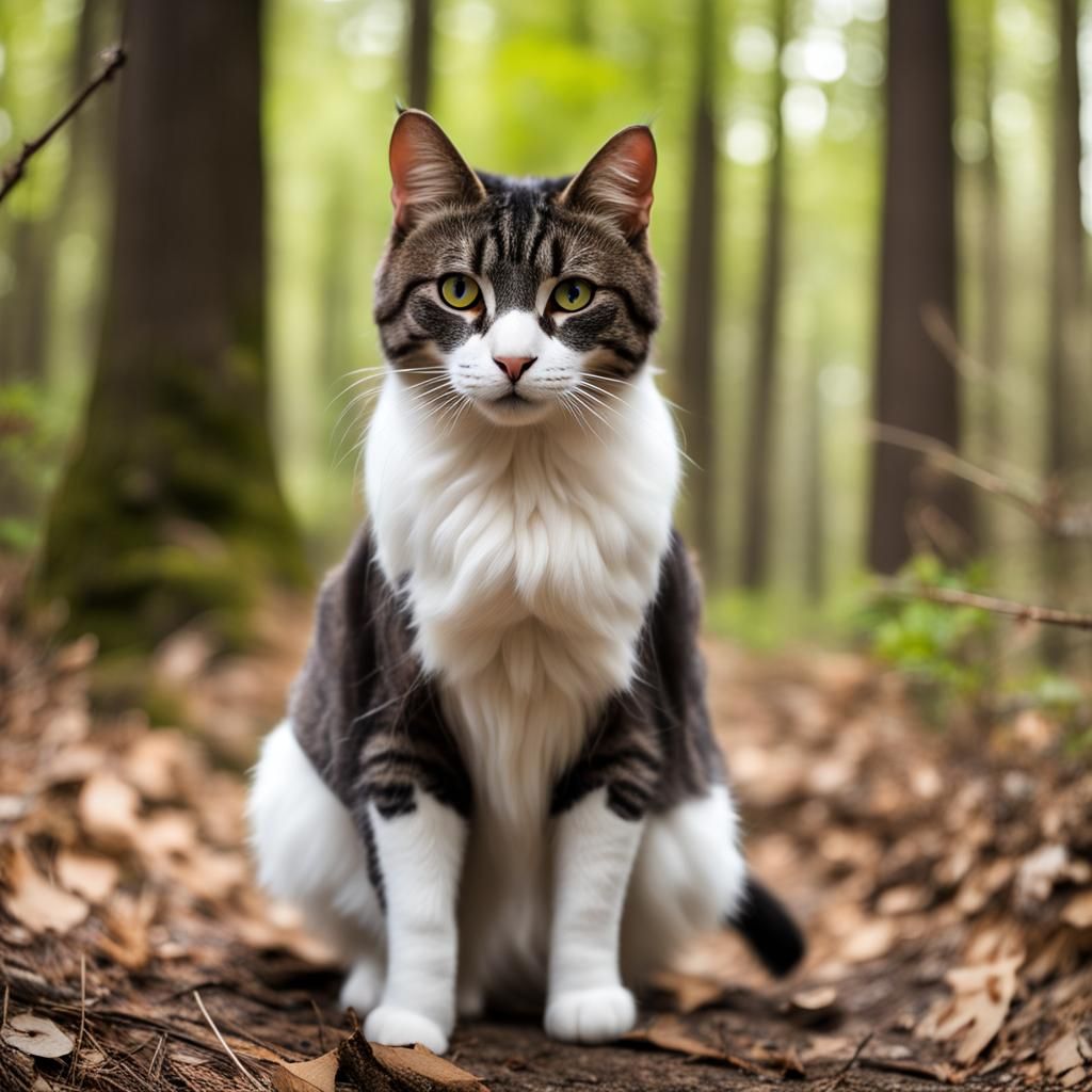 Crisp 64MP Cat Portrait in Woodland