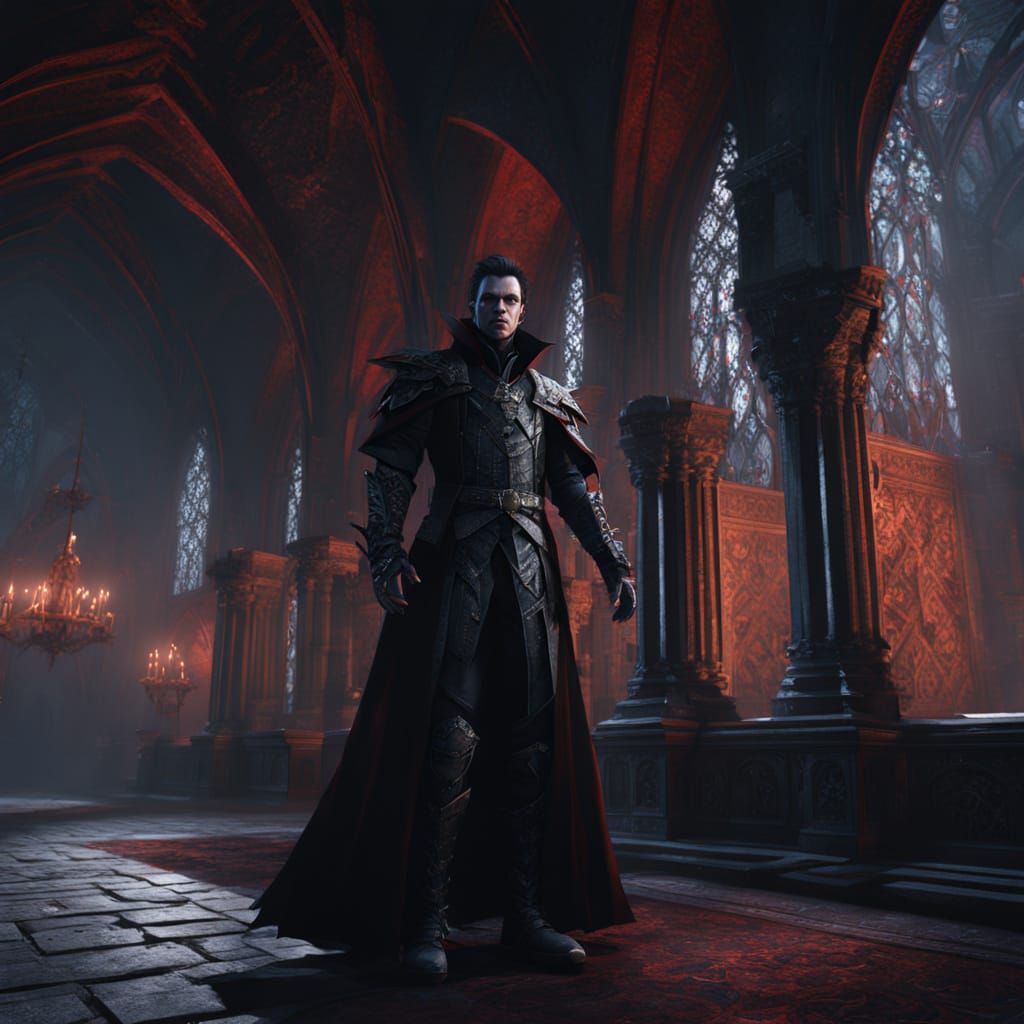 Regal Vampire in Gothic Castle Concept Art