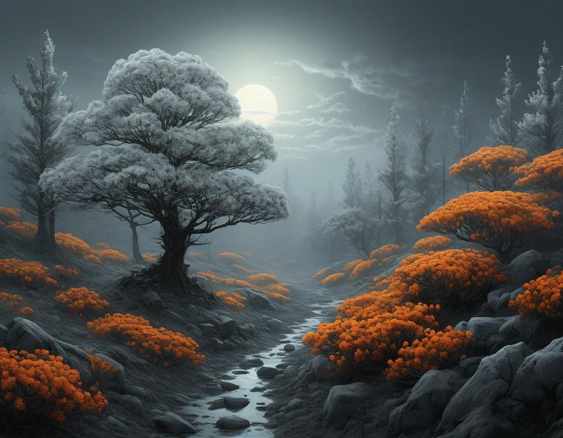 Ethereal Abstract Art with Floral and Biopunk Elements