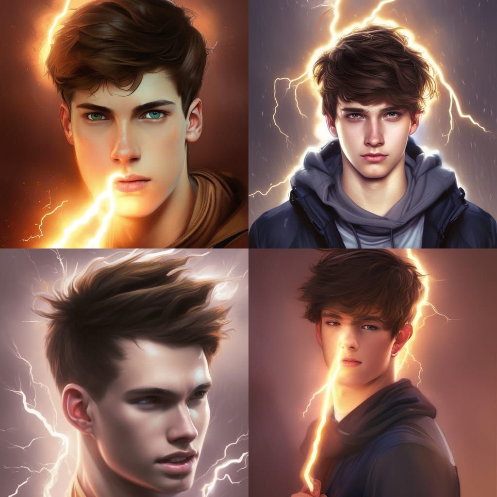 teenage boy holding lightning