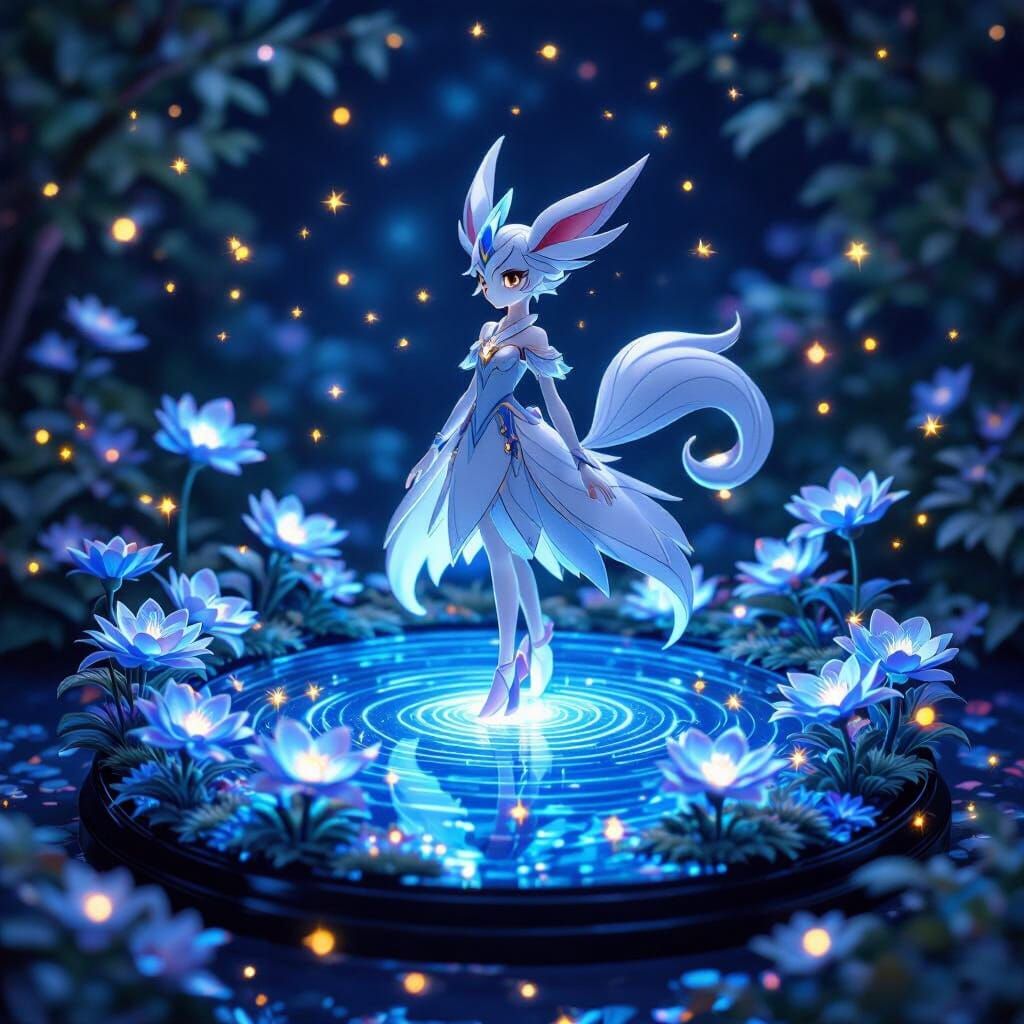 Xerneas Figure on Glowing Starlight Lake Diorama