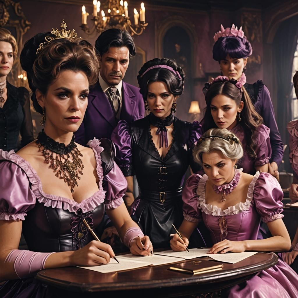 Dark Fantasy Aunts Overseeing Maid, Matte Painting