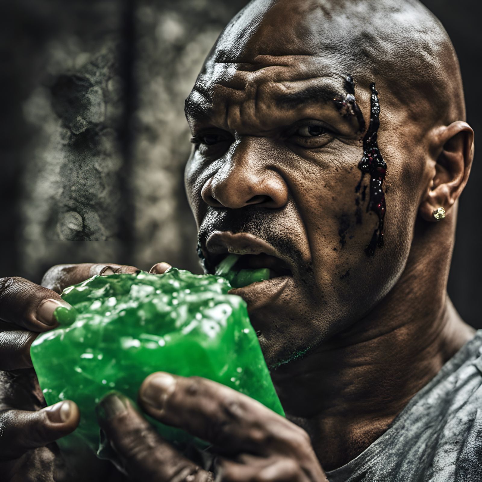 Mike Tyson eating Green Jello