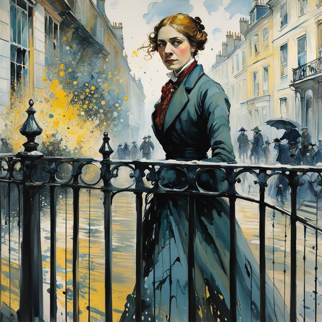 Emily Pankhurst Portrait in Pointillist Style