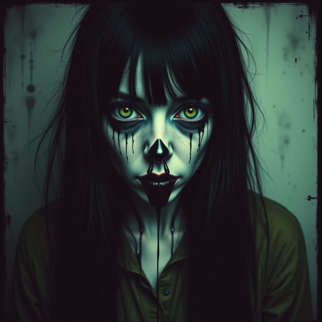 Glitched Woman in Analog Horror Style