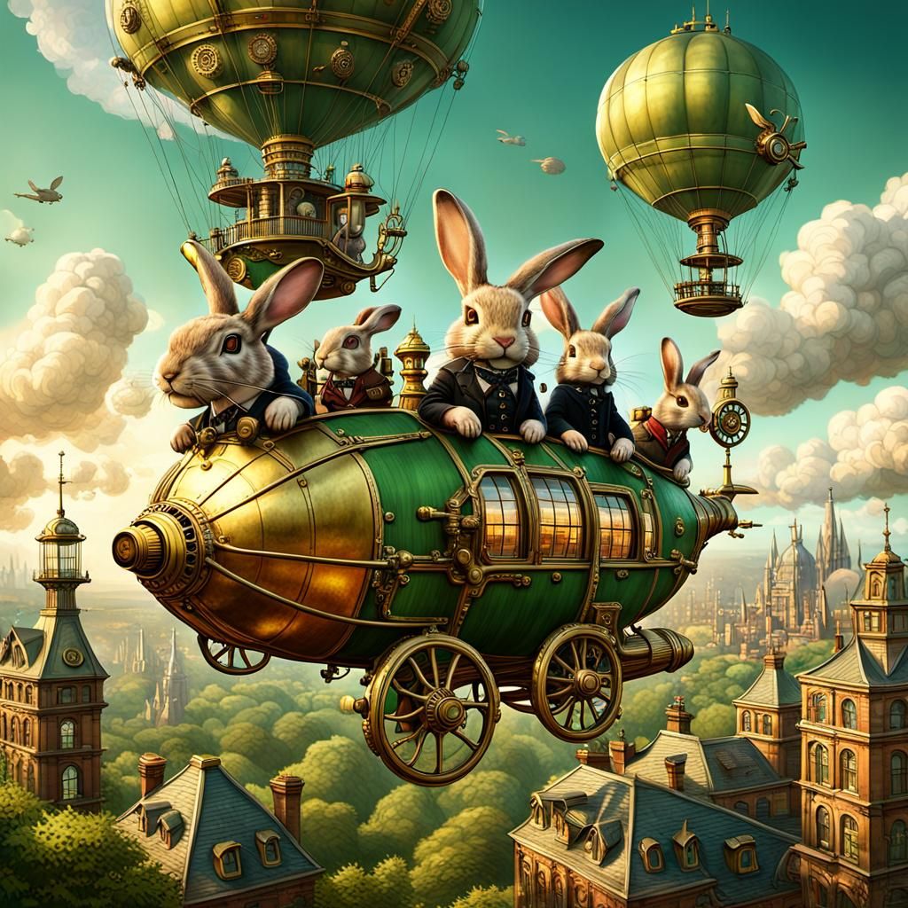 Steampunk Rabbit Airship