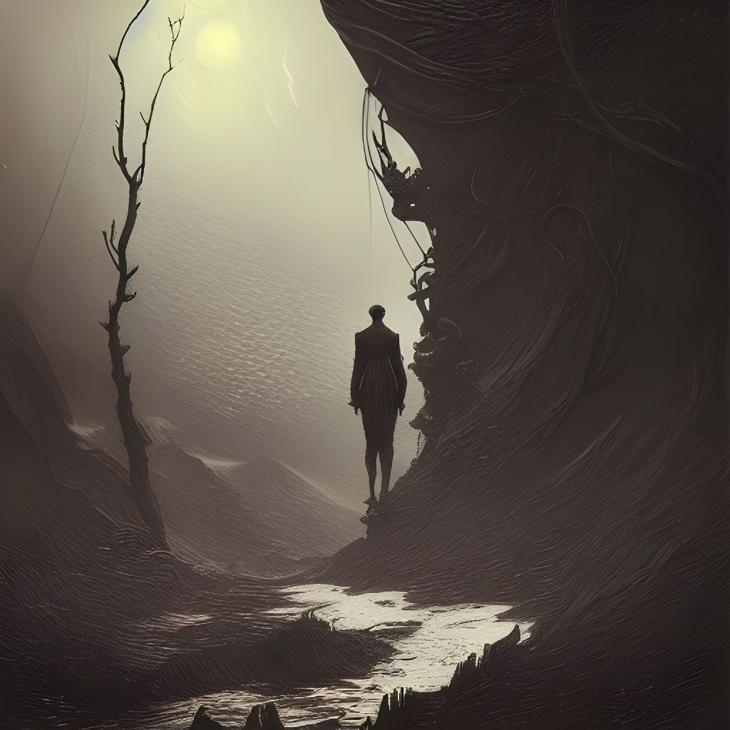 Brooding Dark Landscape in Expressionist Style