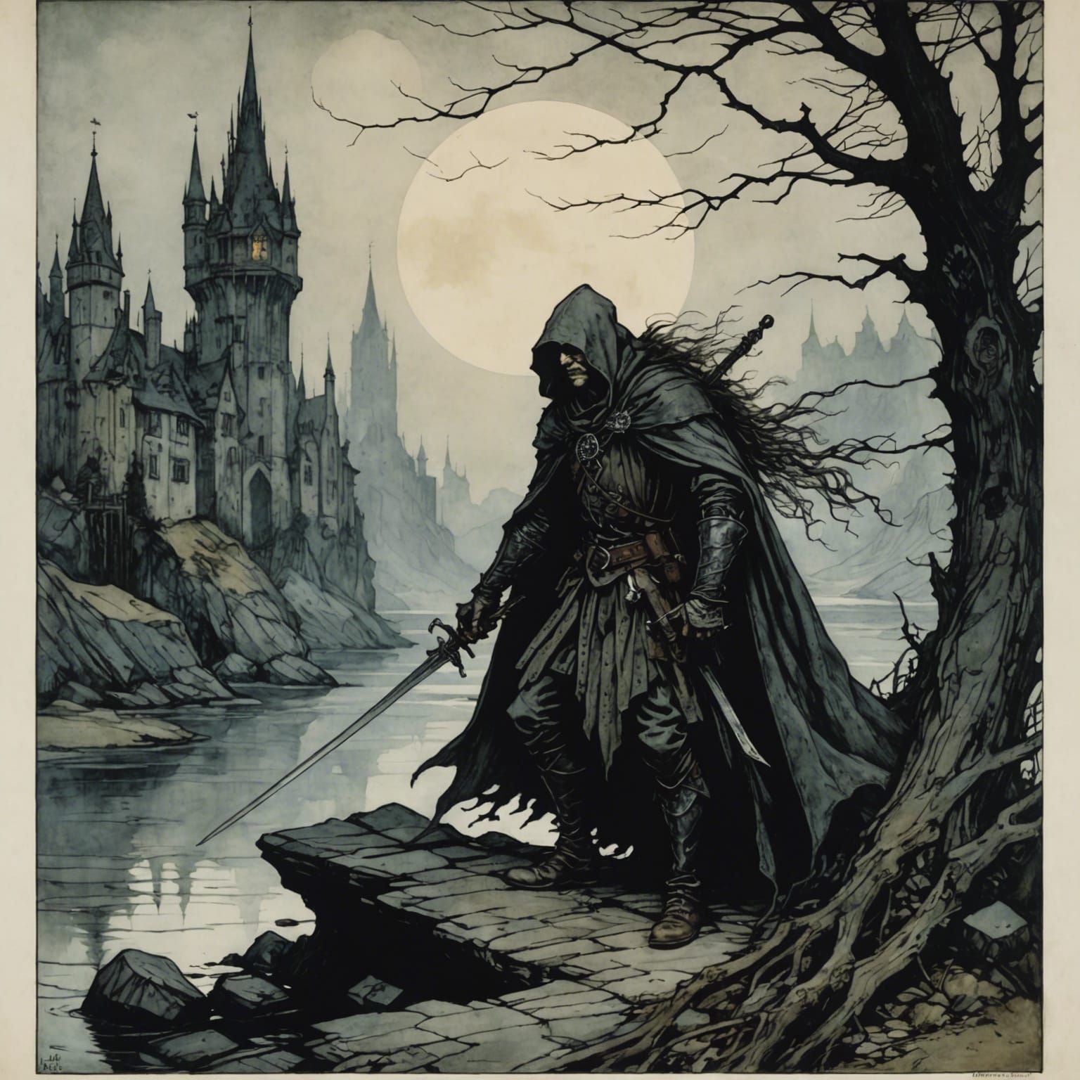 Arthur Rackham Inspired Grimdark Illustration