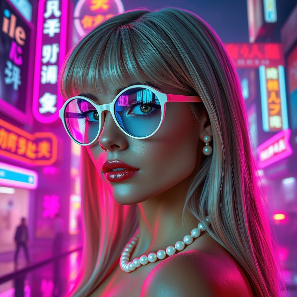 Hyperrealistic Cyberpunk Portrait of a Beautiful Woman in a ...