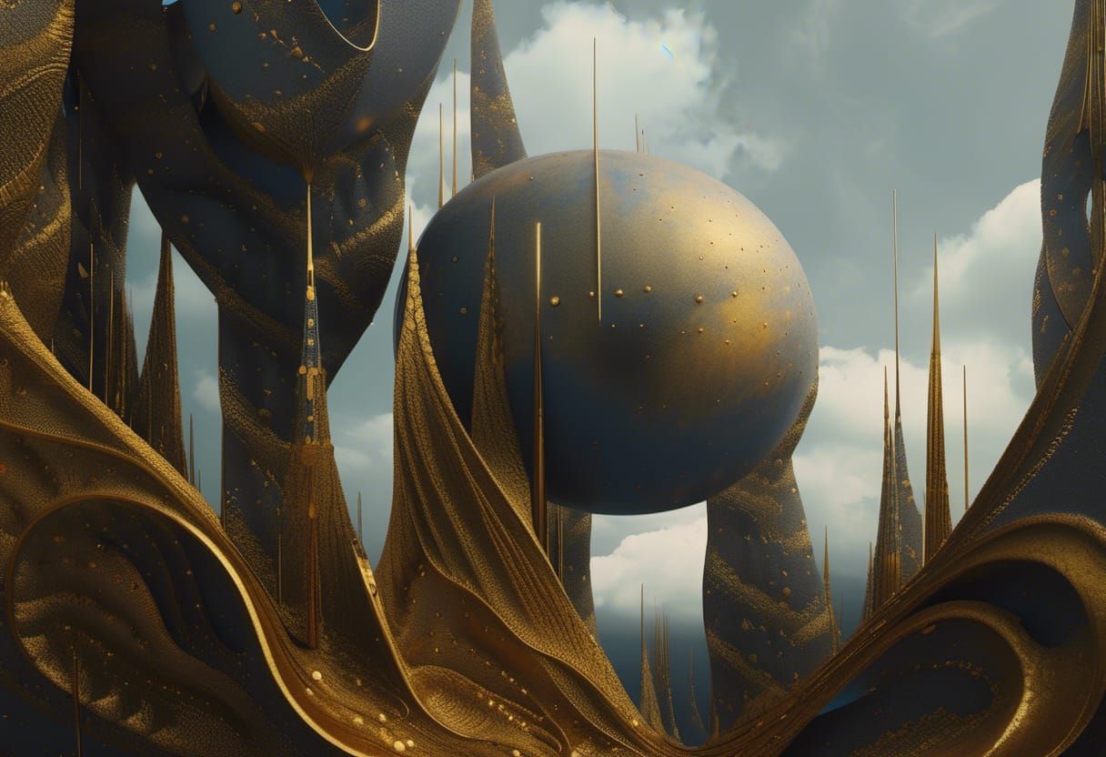 Golden Abstract Cycles: A Detailed Matte Painting