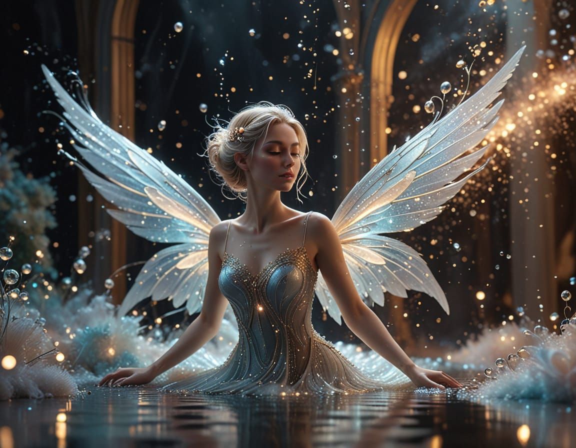 Ethereal Fairy in a Whirling Vortex of Colorful Soap Suds