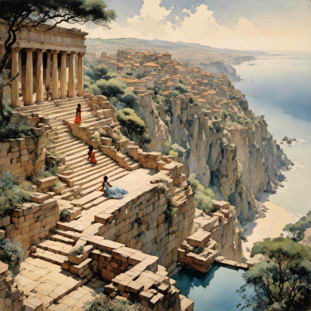 King Observes Swimmer in Watercolor Comic Style