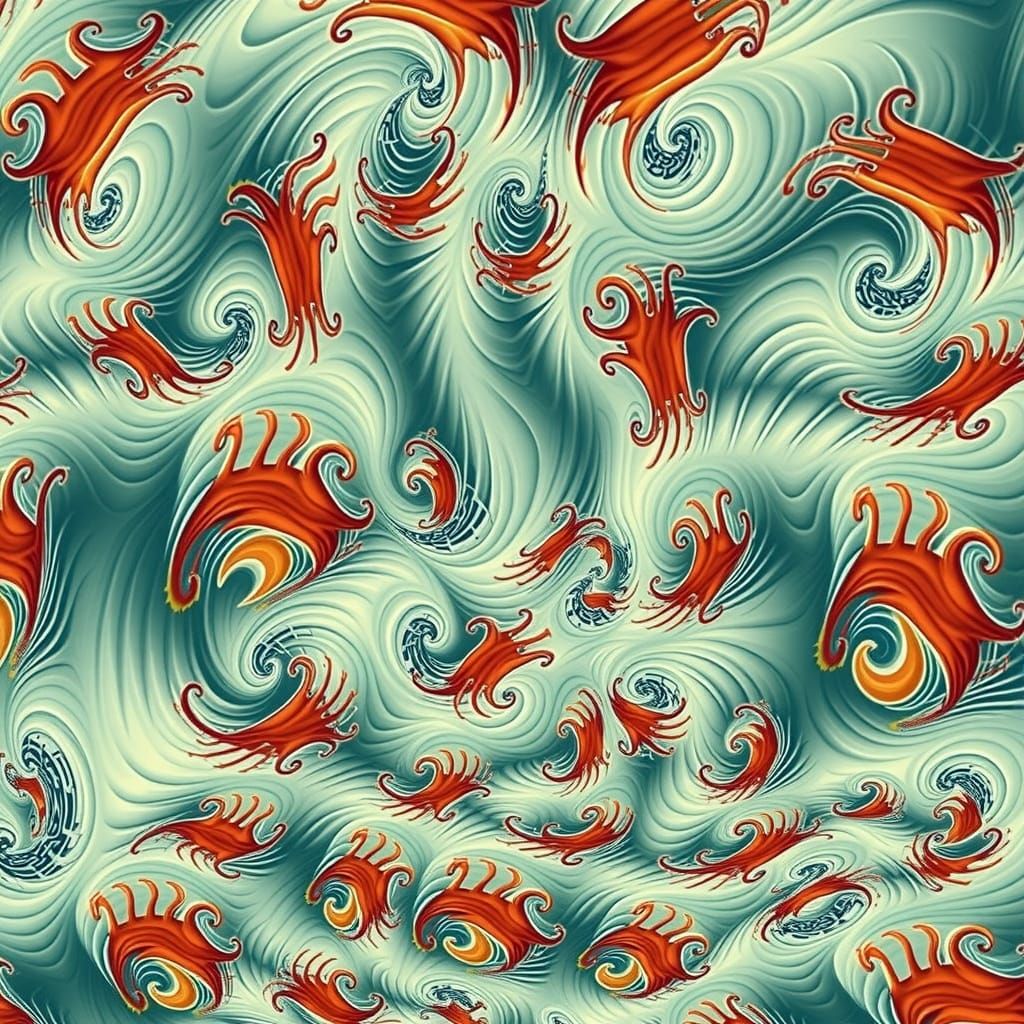 Abstract Spiraling Neon Green and Orange Design