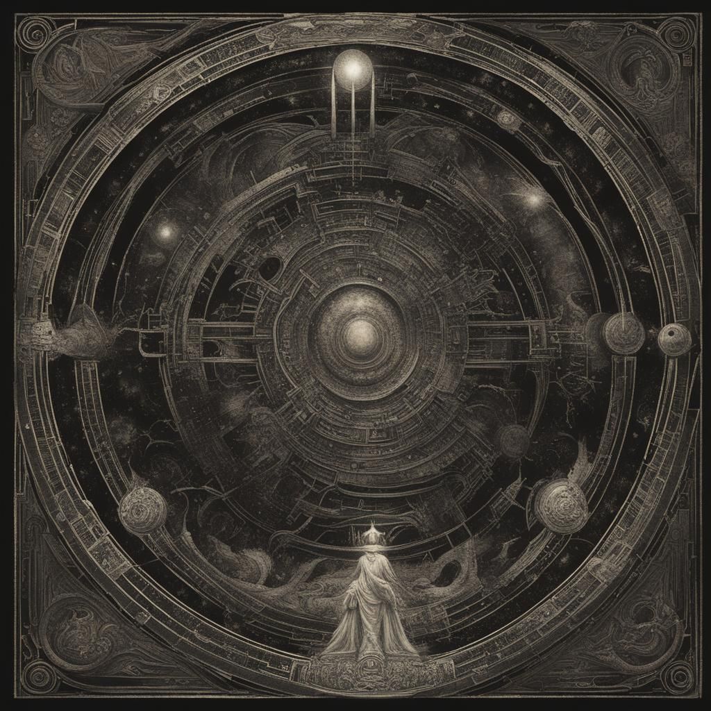 Sumerian Gods in Cyberpunk Vortex of Despair