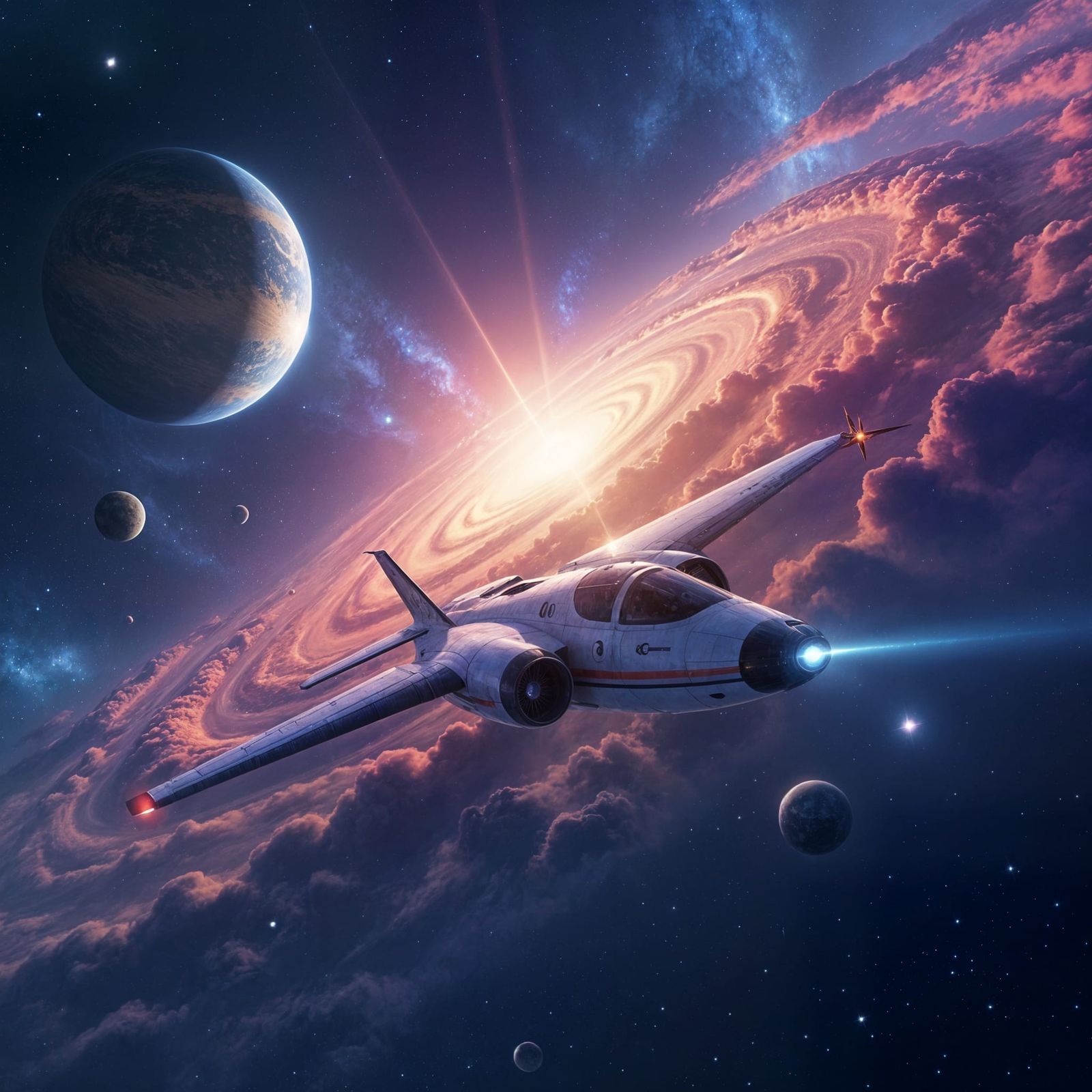 Detailed 8K Galaxy Inspired by Retro-Futurism