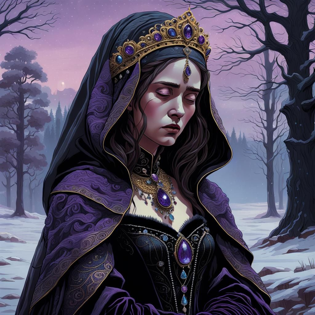 Sorrowful Princess in Gothic Fantasy Style
