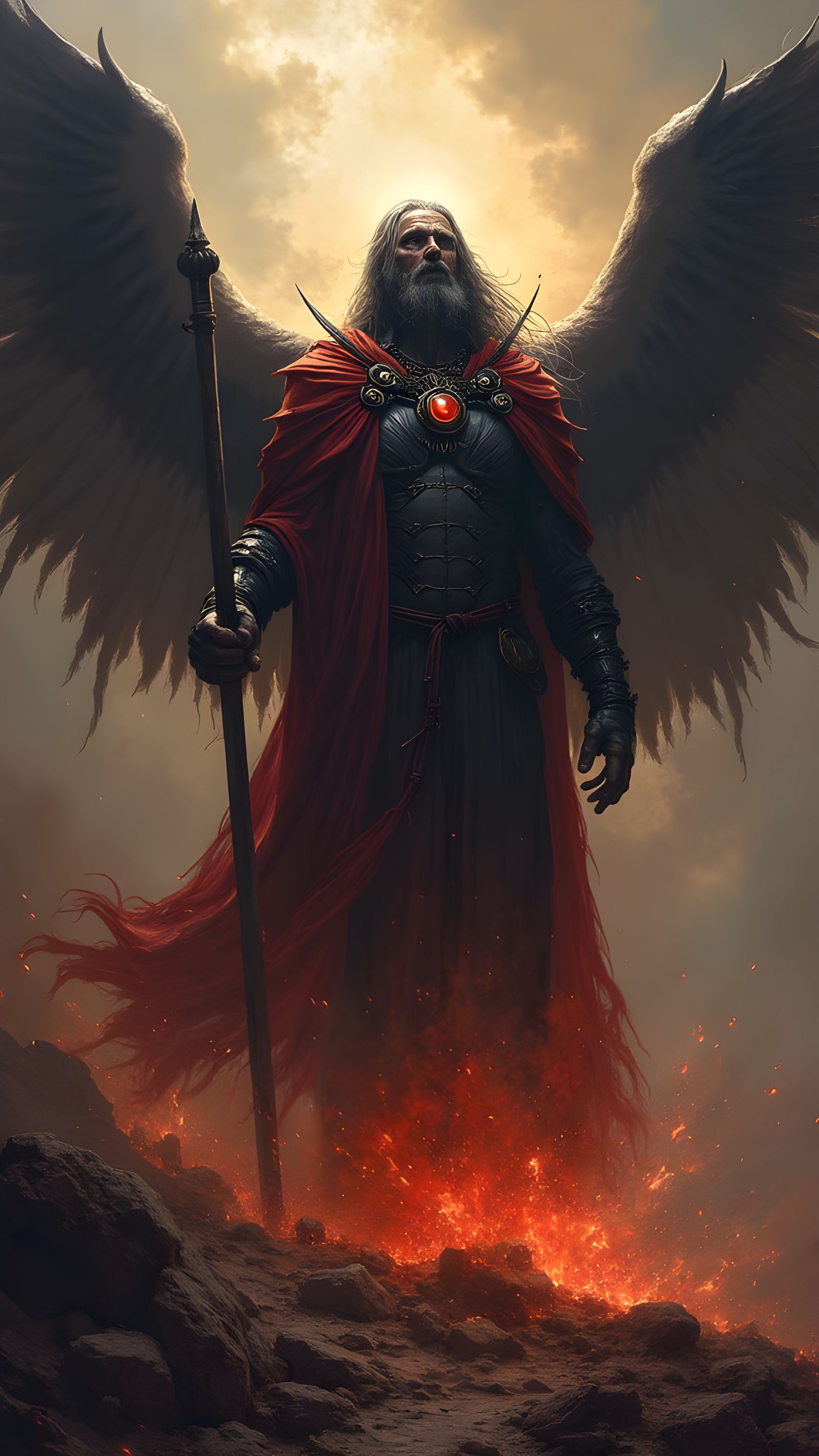 Wrath of God in Dark Fantasy Oil Painting