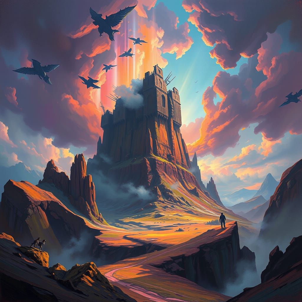 Majestic Fantasy Landscape with Vibrant Colors