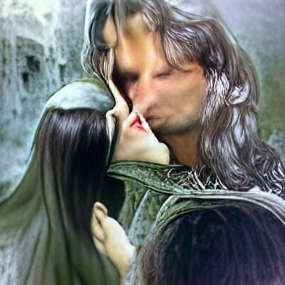 Aragorn and Arwen's Tender Kiss