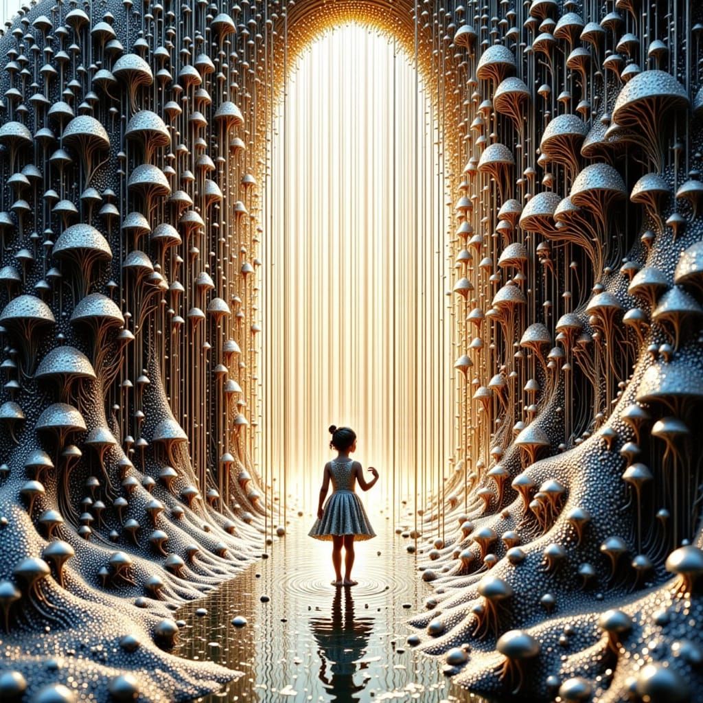 Surreal Fractal Mushroom Dreamscape with Intricate Patterns