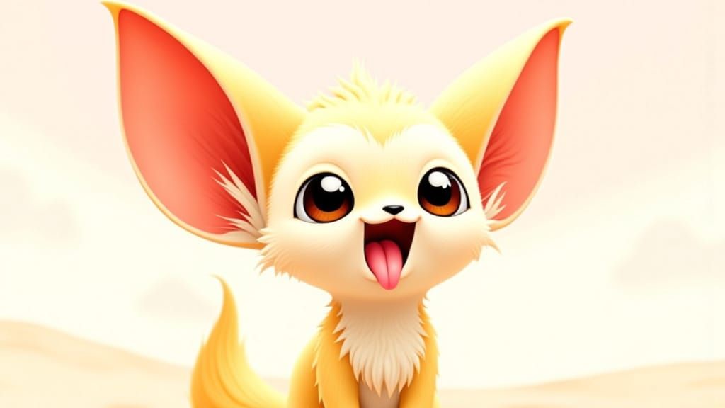 Whimsical Fennec Fox with Oversized Ears and Comically Exagg...