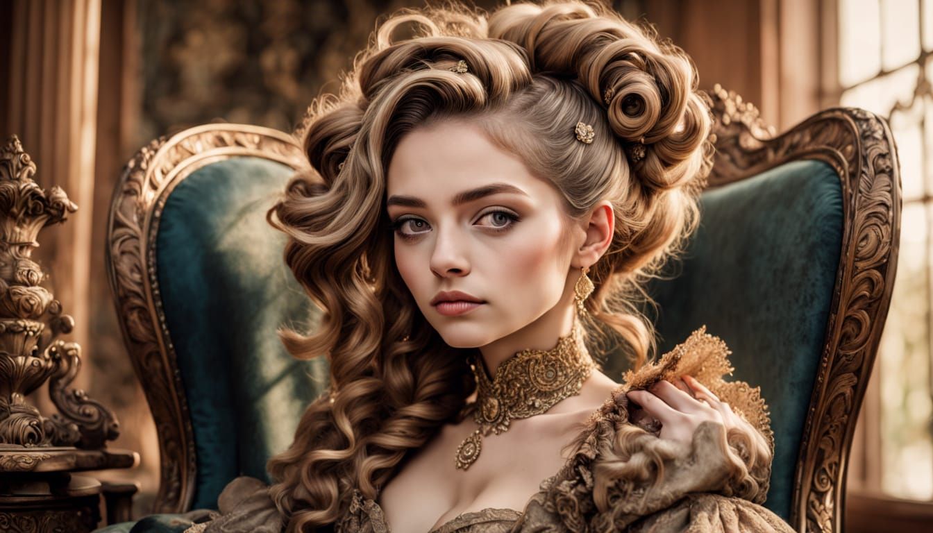 Eccentric Victorian Lady in Ornate Chair